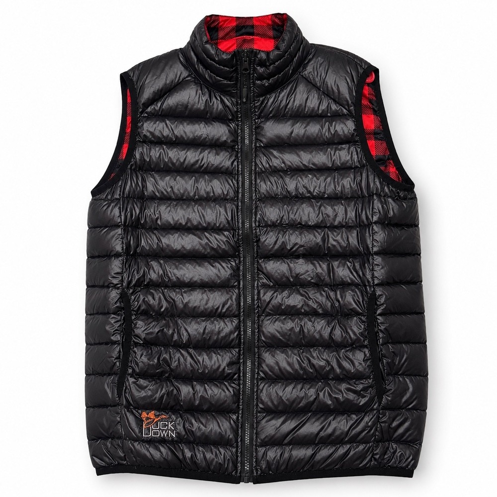 The American Outdoorsman Mens Duck‎ Down Puffer Vest Black Buffalo Plaid Medium